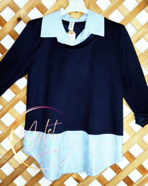 Sudadera ribete camisa interior